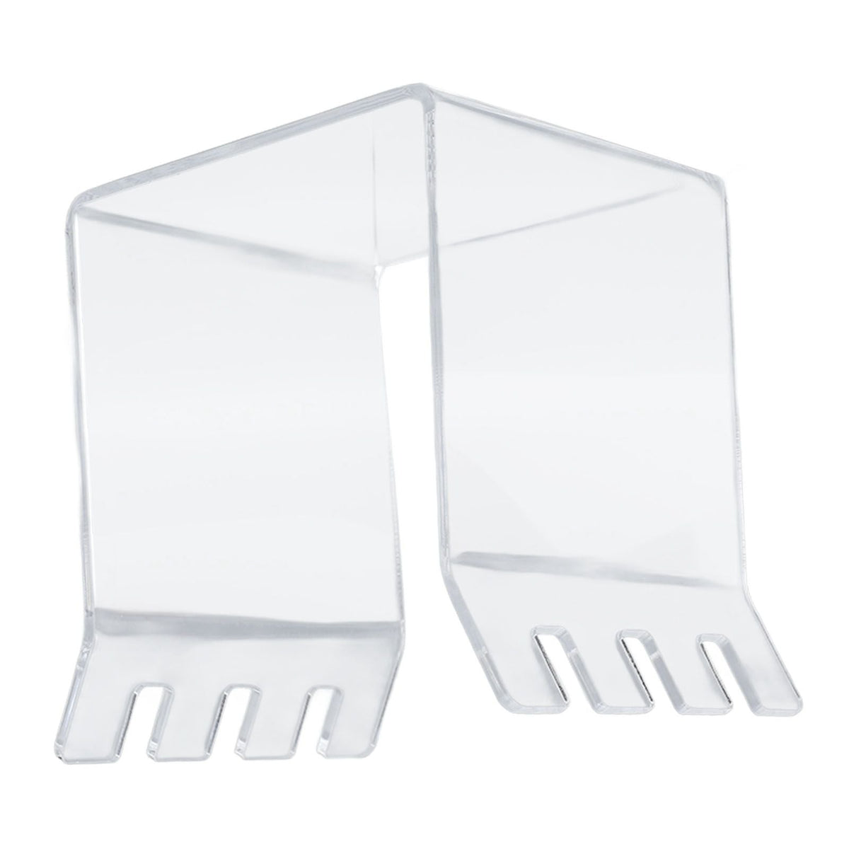 Ziplock Bag Holder made of clear acrylic, with two upright sections and forked slotted bases for holding bags open