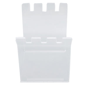 Ziplock Bag Holder in translucent clear acrylic, with a rectangular open-front body and notched upright edges