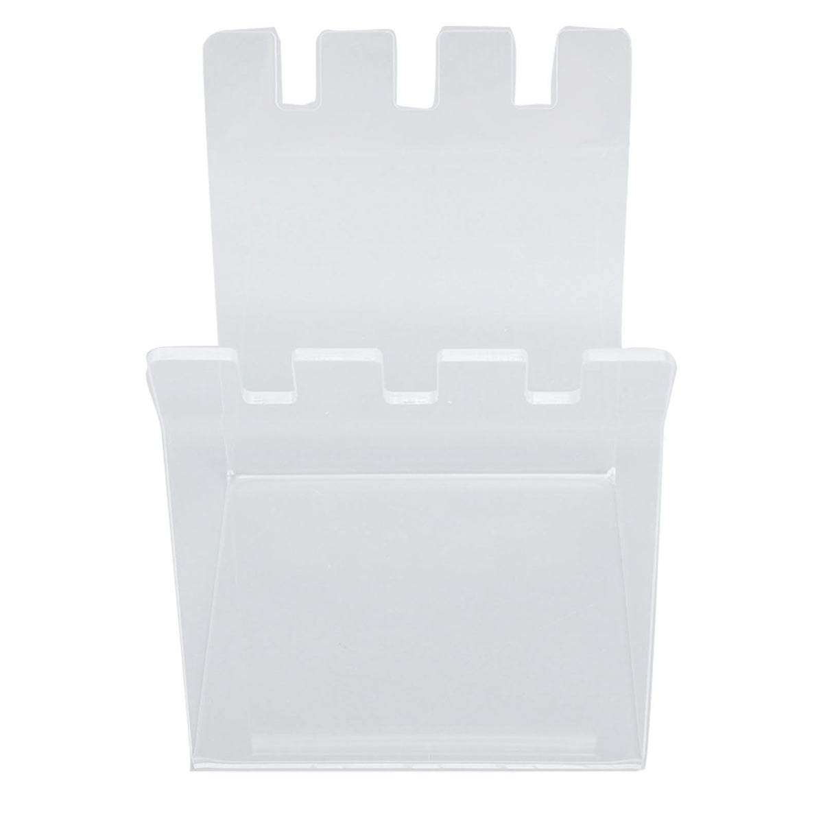 Ziplock Bag Holder in translucent clear acrylic, with a rectangular open-front body and notched upright edges