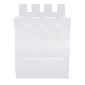 Ziplock Bag Holder in clear acrylic with a rectangular base and four raised notched tabs along the top