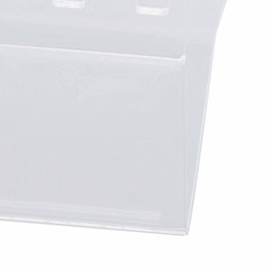 Ziplock Bag Holder made from clear transparent acrylic, with a simple rectangular shape and raised front edge