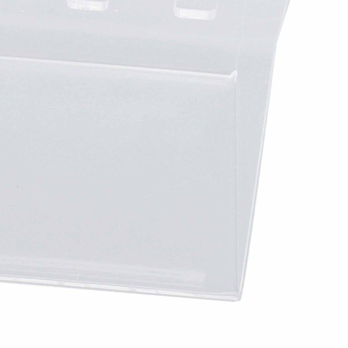 Ziplock Bag Holder made from clear transparent acrylic, with a simple rectangular shape and raised front edge