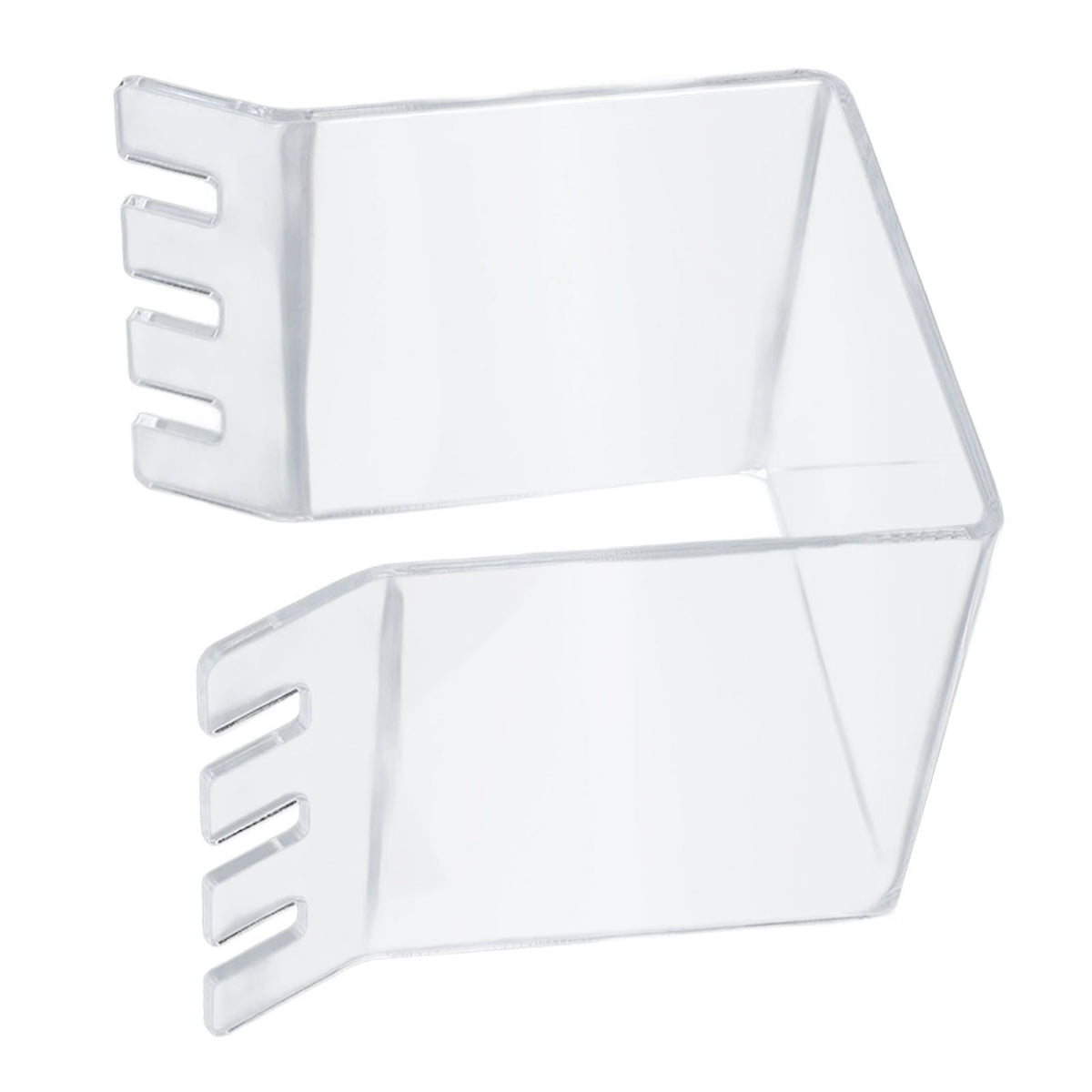 Ziplock Bag Holder made of clear acrylic, with open rectangular supports and slotted ends to hold bags upright.