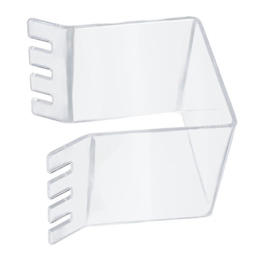 Ziplock Bag Holder made of clear acrylic, with open rectangular supports and slotted ends to hold bags upright.