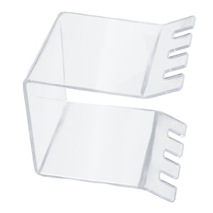 Ziplock Bag Holder in clear acrylic with two open compartments and slotted side arms for holding bags upright